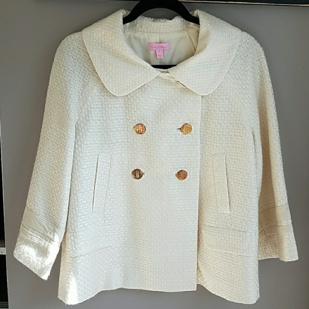 Lilly Pulitzer Cream Tweed Blazer Jacket